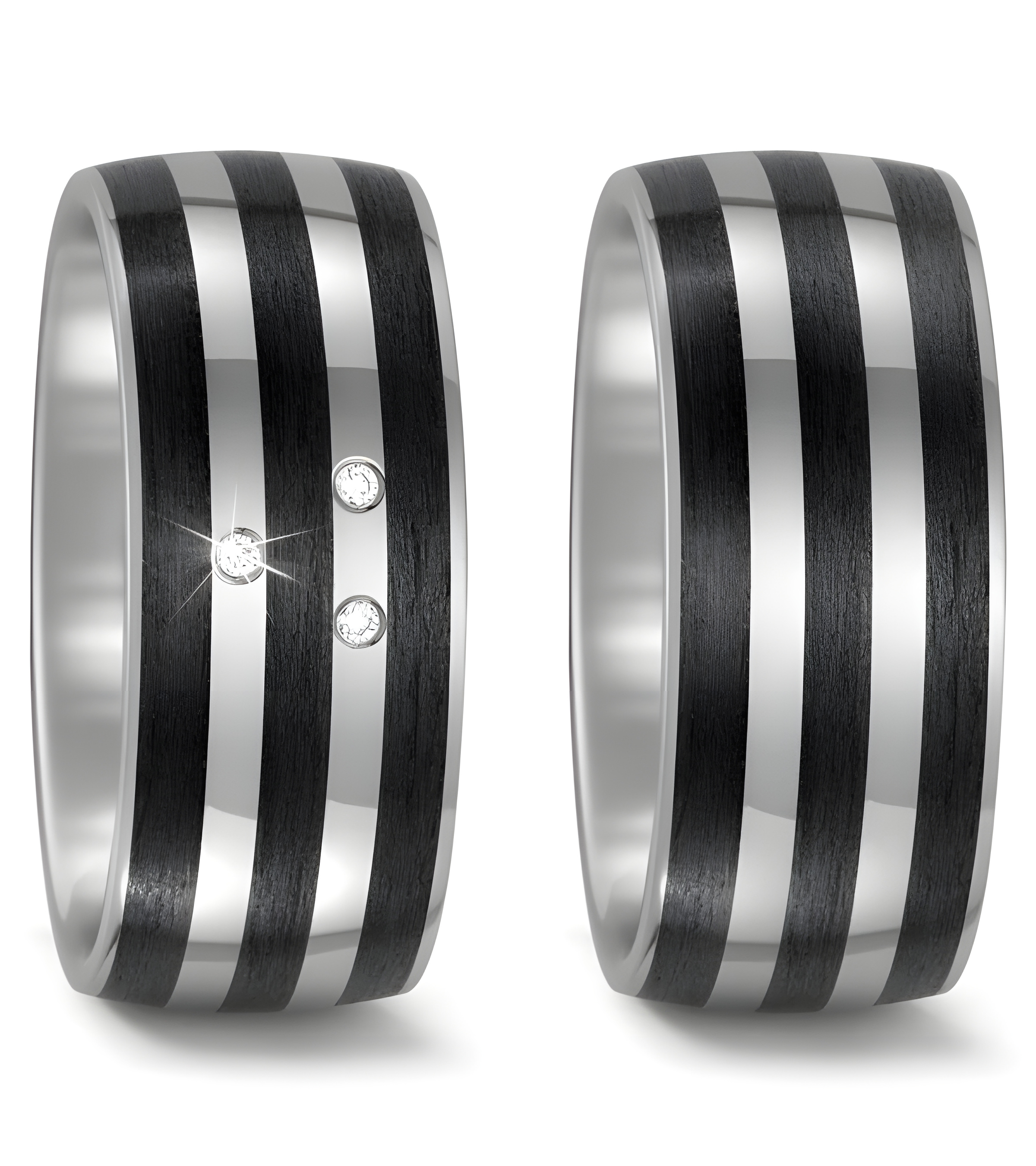 Anchos anillos de titanio y carbono con diamantes G,si - Alianzas de boda - 

