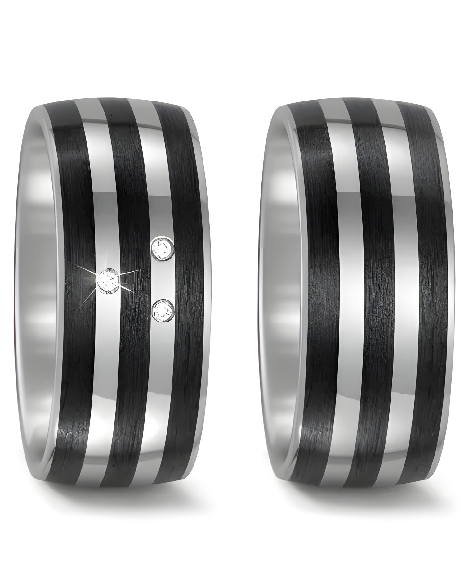 Anchos anillos de titanio y carbono con diamantes G,si - Alianzas de boda - 

