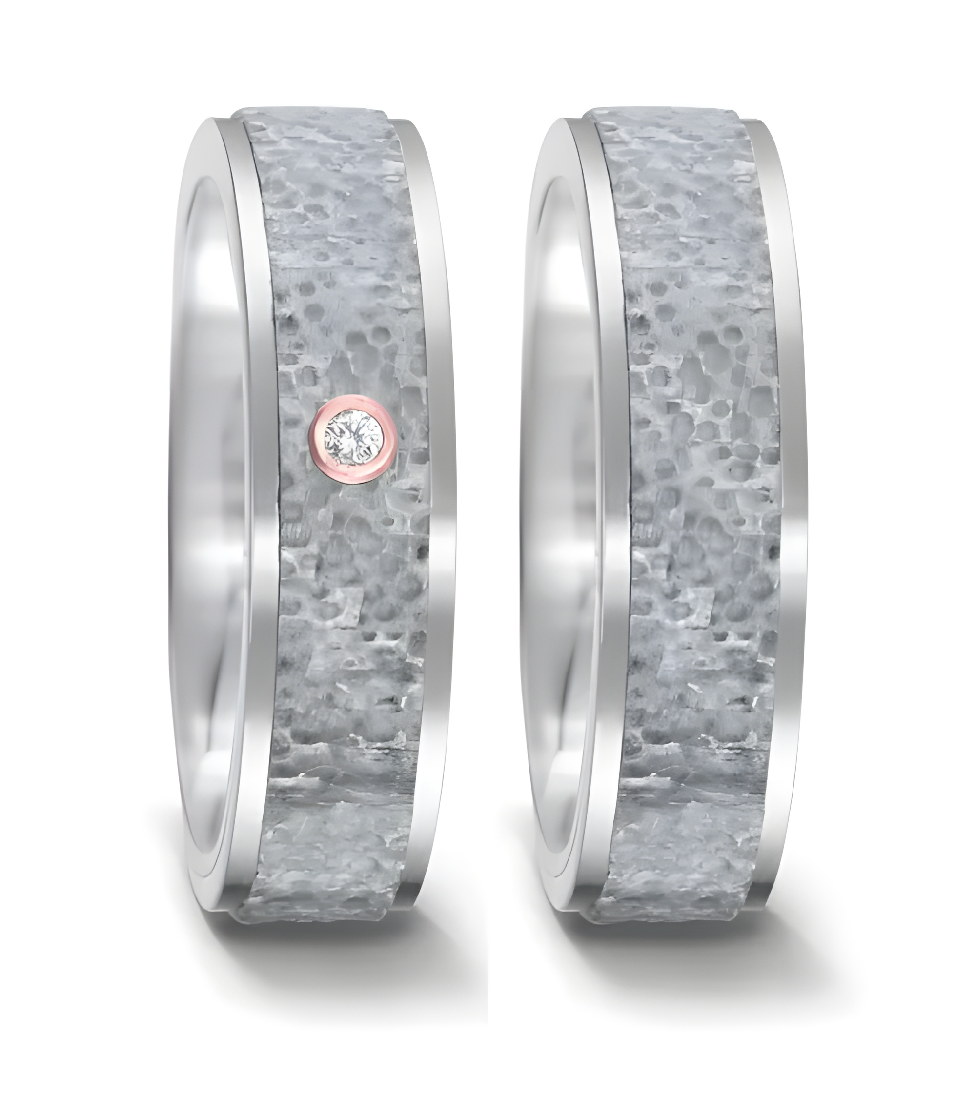 Alianzas de boda de color gris hechas de titanio y carbono - Alianzas de boda - 

