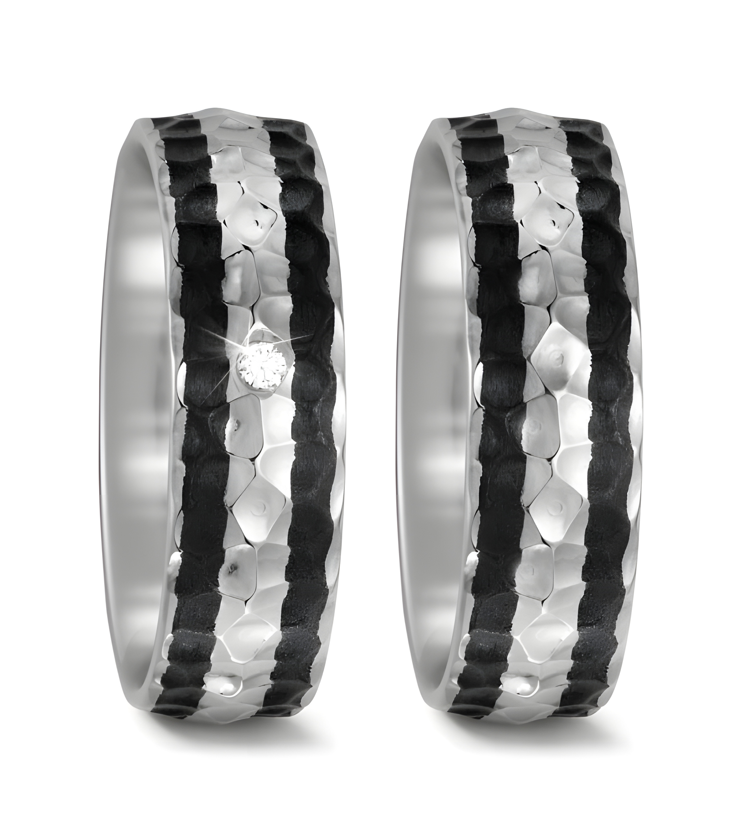 Exclusivos anillos de carbono y titanio de dos colores con acabado especial - Alianzas de boda - 

