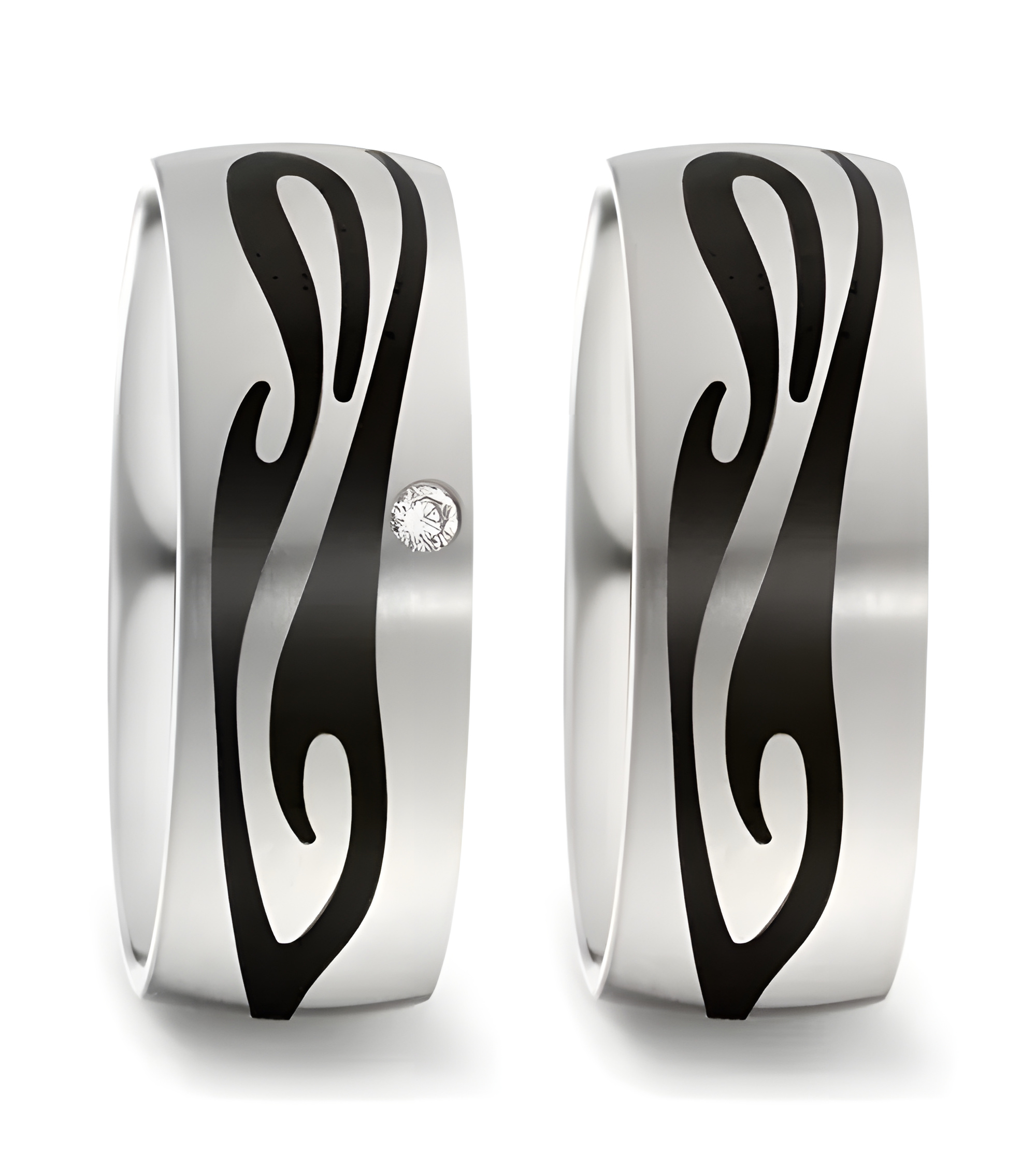 Alianzas de boda de Titanio con un dibujo de color negro - Alianzas de boda - 

