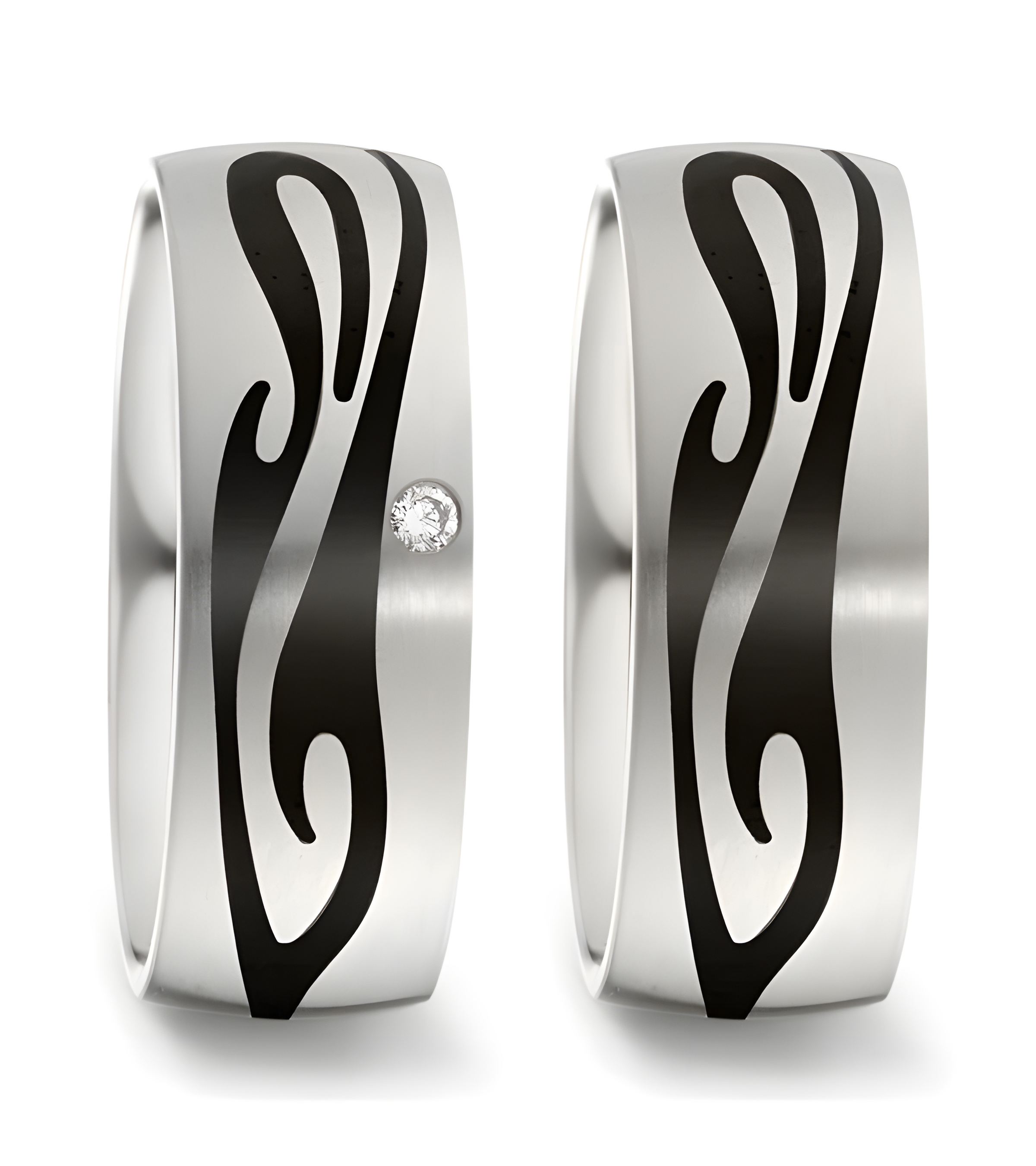 Alianzas de boda de Titanio con un dibujo de color negro - Alianzas de boda - 

