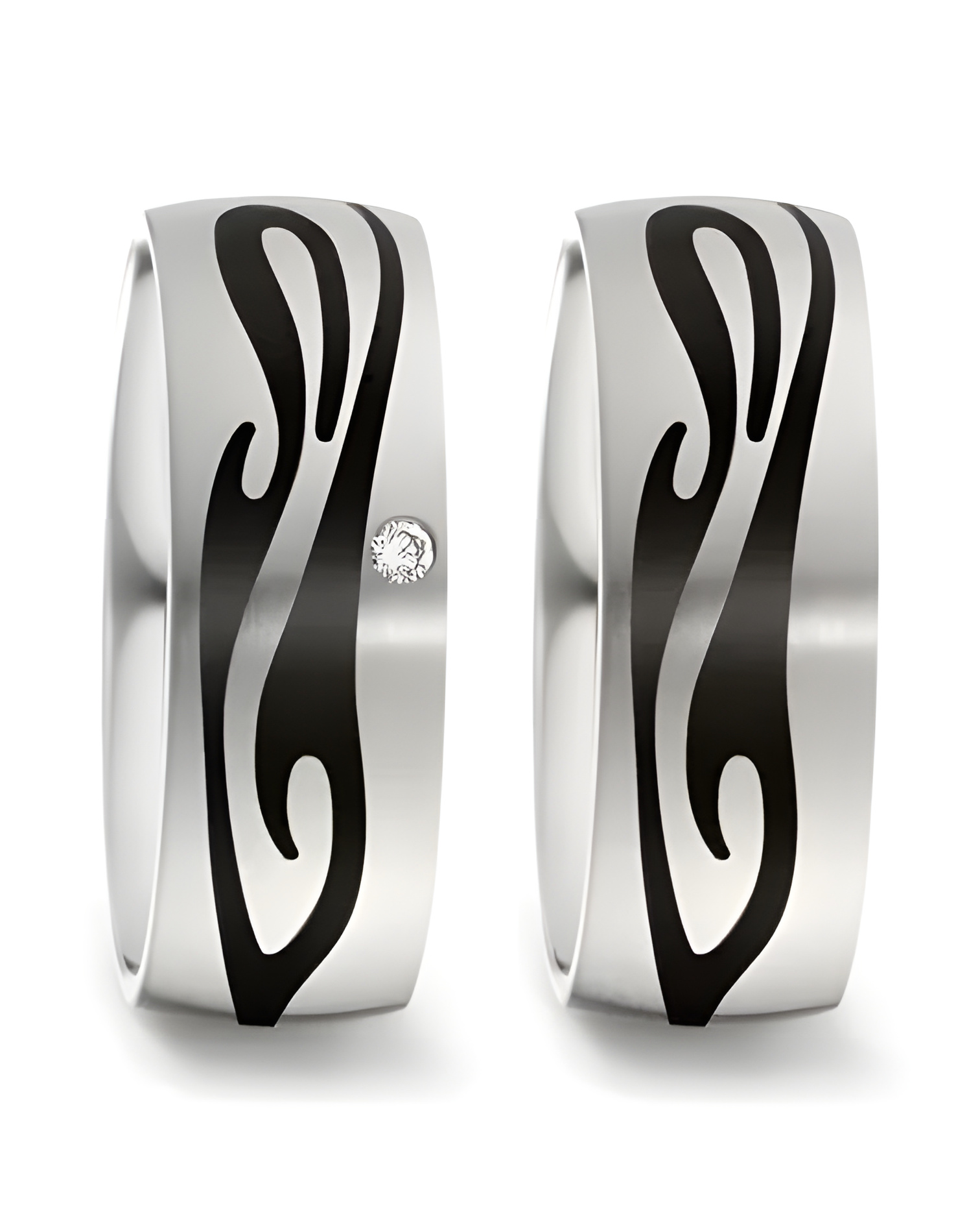 Alianzas de boda de Titanio con un dibujo de color negro - Alianzas de boda - 

