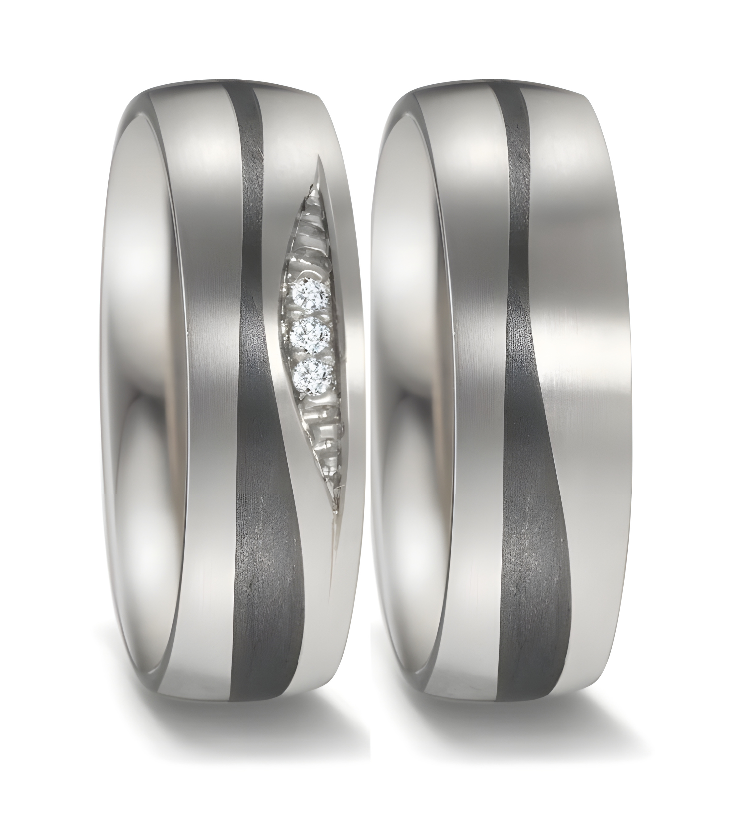 Par de anillos para la boda de titanio con diamantes - Alianzas de boda - 

