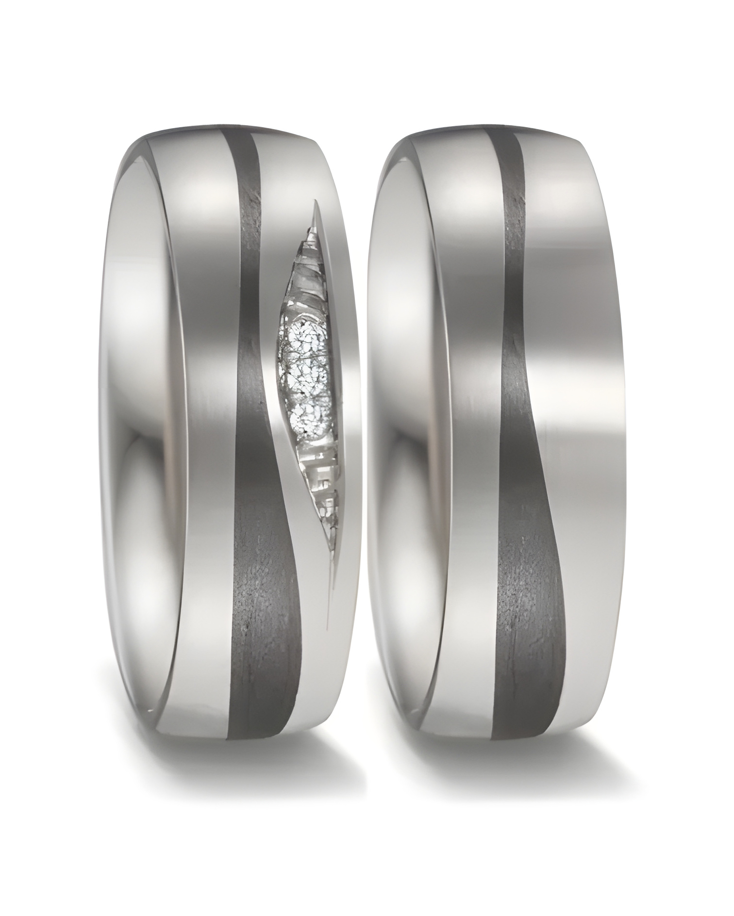 Par de anillos para la boda de titanio con diamantes - Alianzas de boda - 

