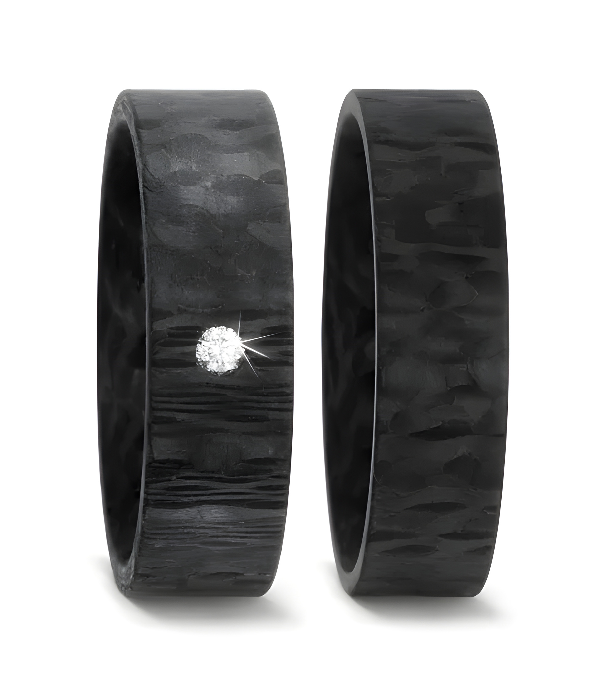 Pareja de anillos de boda negros hechos de carbono - Alianzas de boda - 

