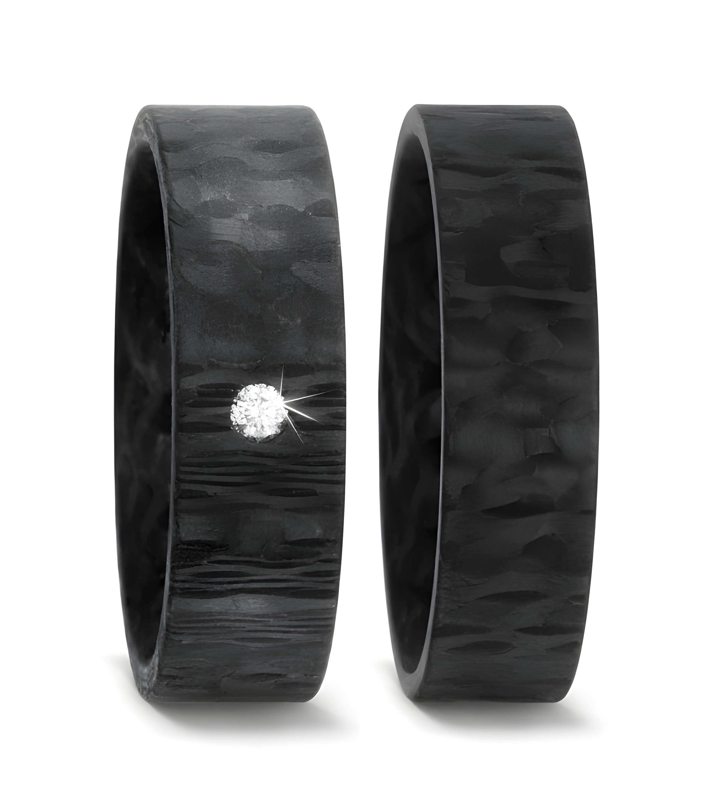 Pareja de anillos de boda negros hechos de carbono - Alianzas de boda - 

