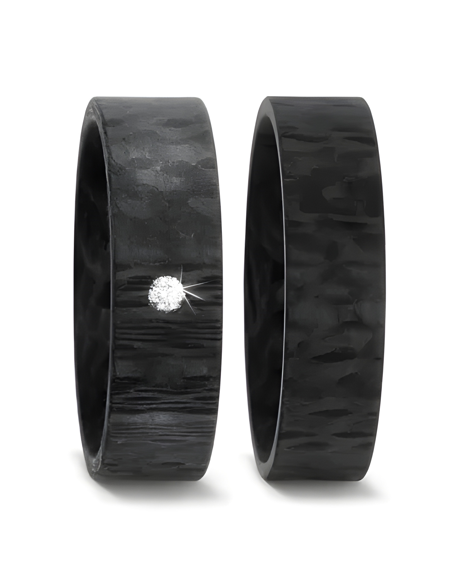 Pareja de anillos de boda negros hechos de carbono - Alianzas de boda - 

