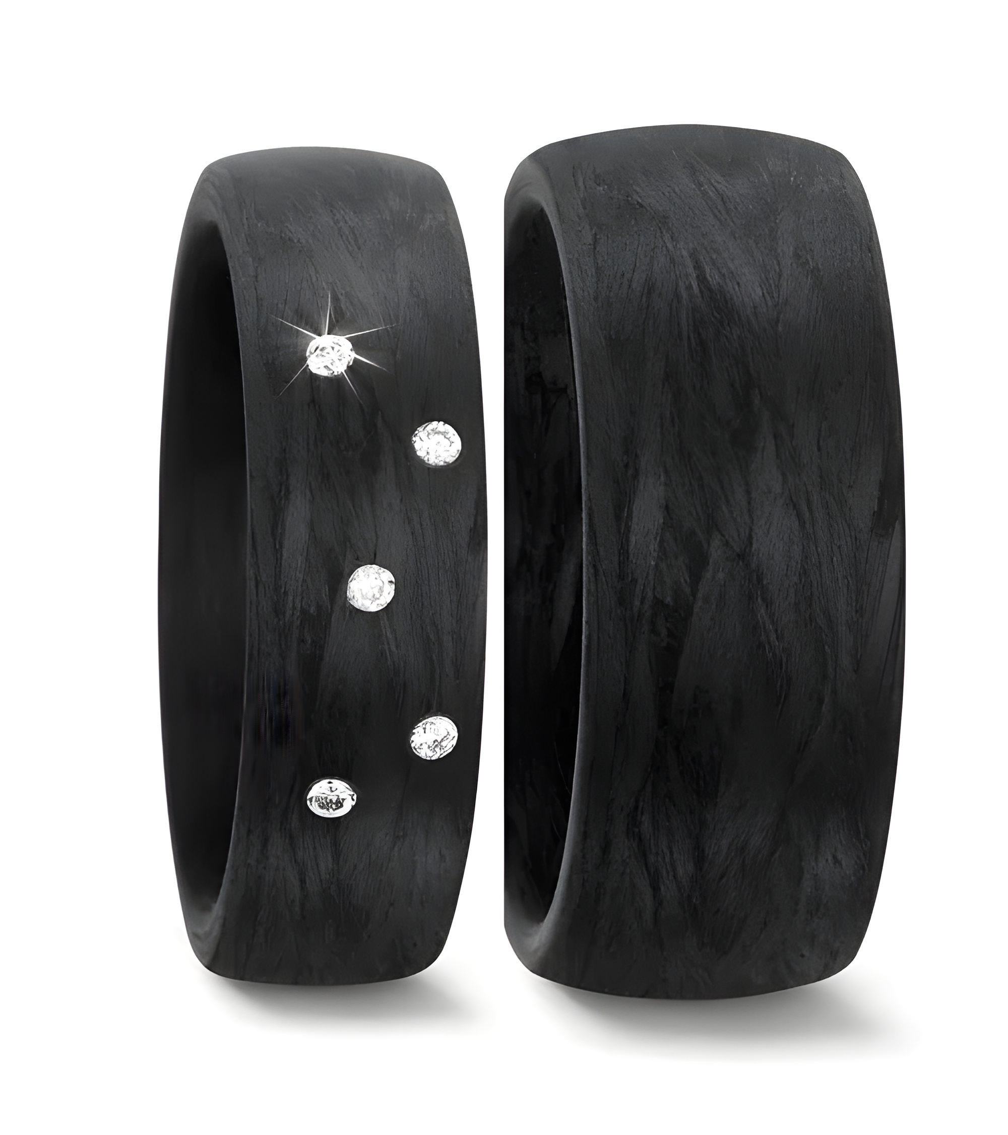 Preciosas alianzas de boda negras de carbono con diamantes - Alianzas de boda - 

