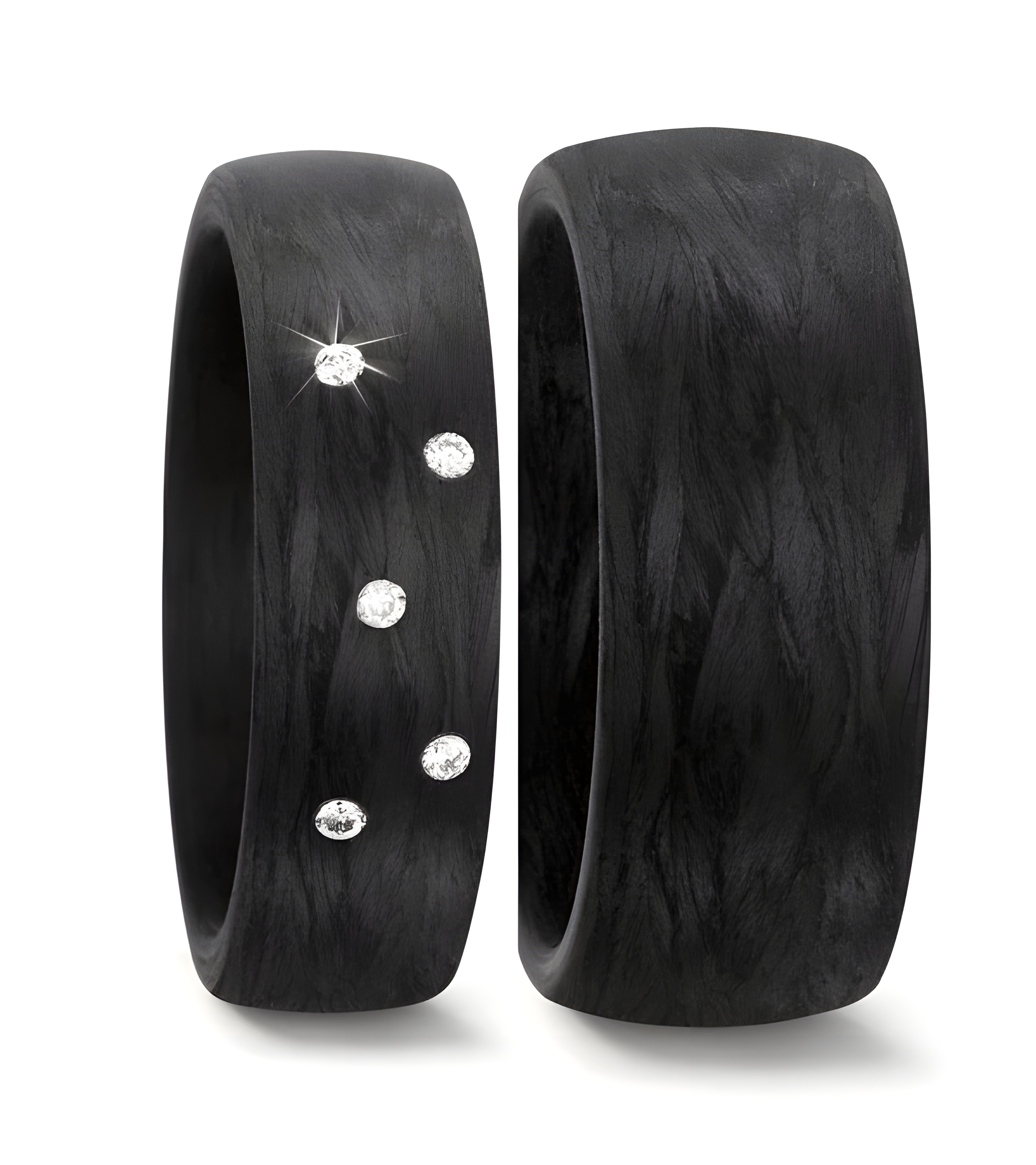 Preciosas alianzas de boda negras de carbono con diamantes - Alianzas de boda - 

