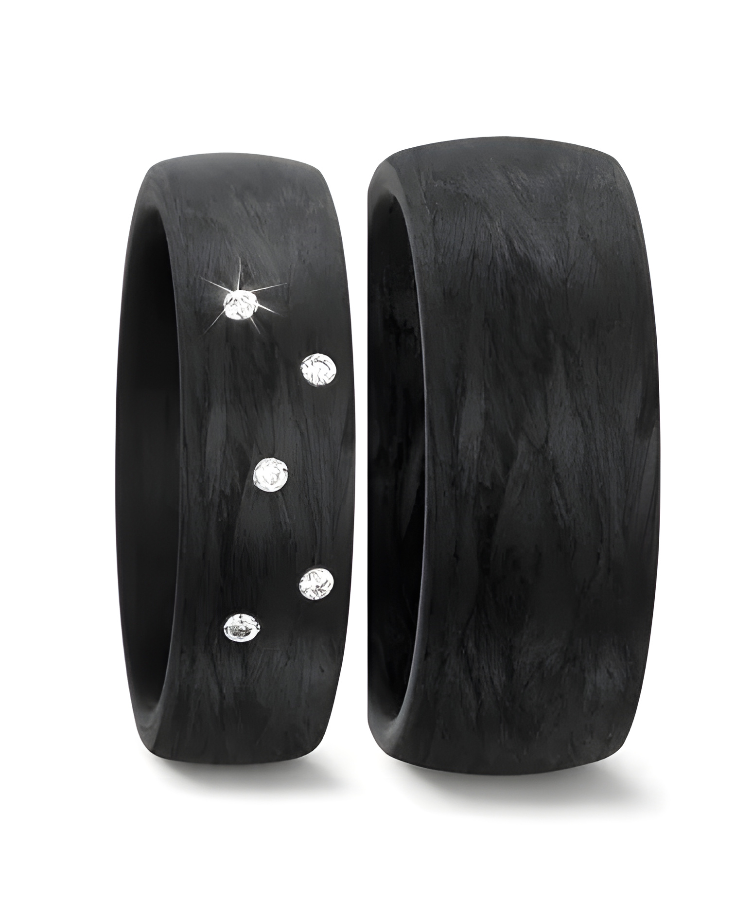 Preciosas alianzas de boda negras de carbono con diamantes - Alianzas de boda - 

