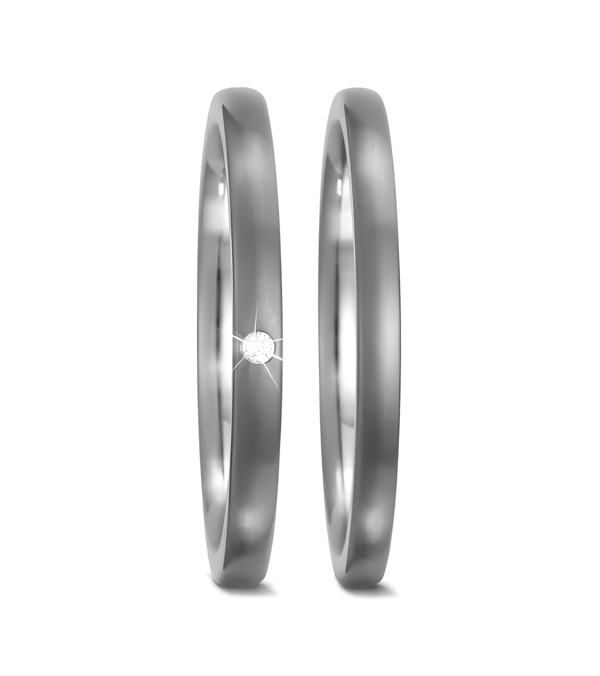 Anillos muy finos de titanio oscuro con un diamante pequeño - Alianzas de boda - 

