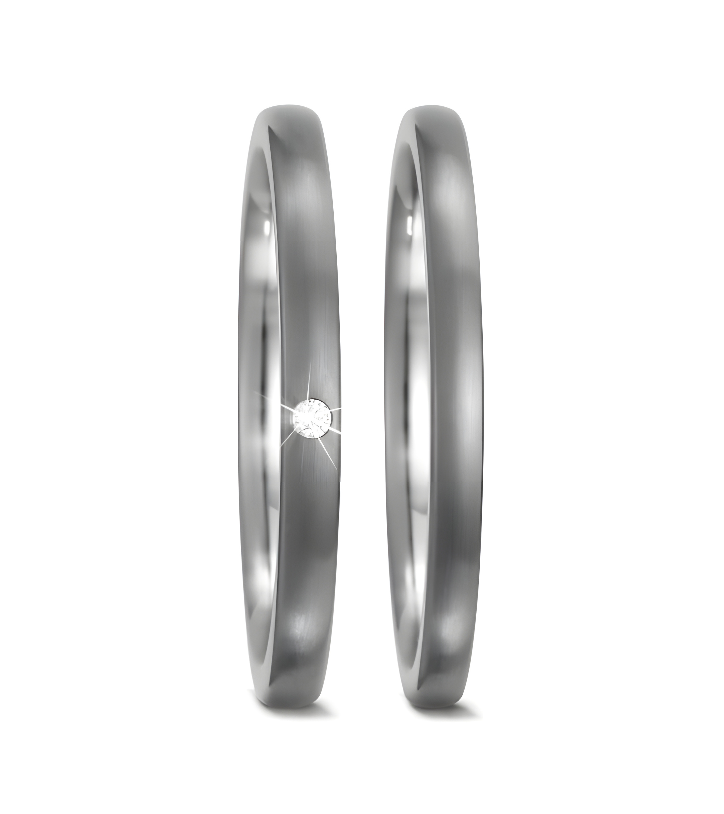 Anillos muy finos de titanio oscuro con un diamante pequeño - Alianzas de boda - 

