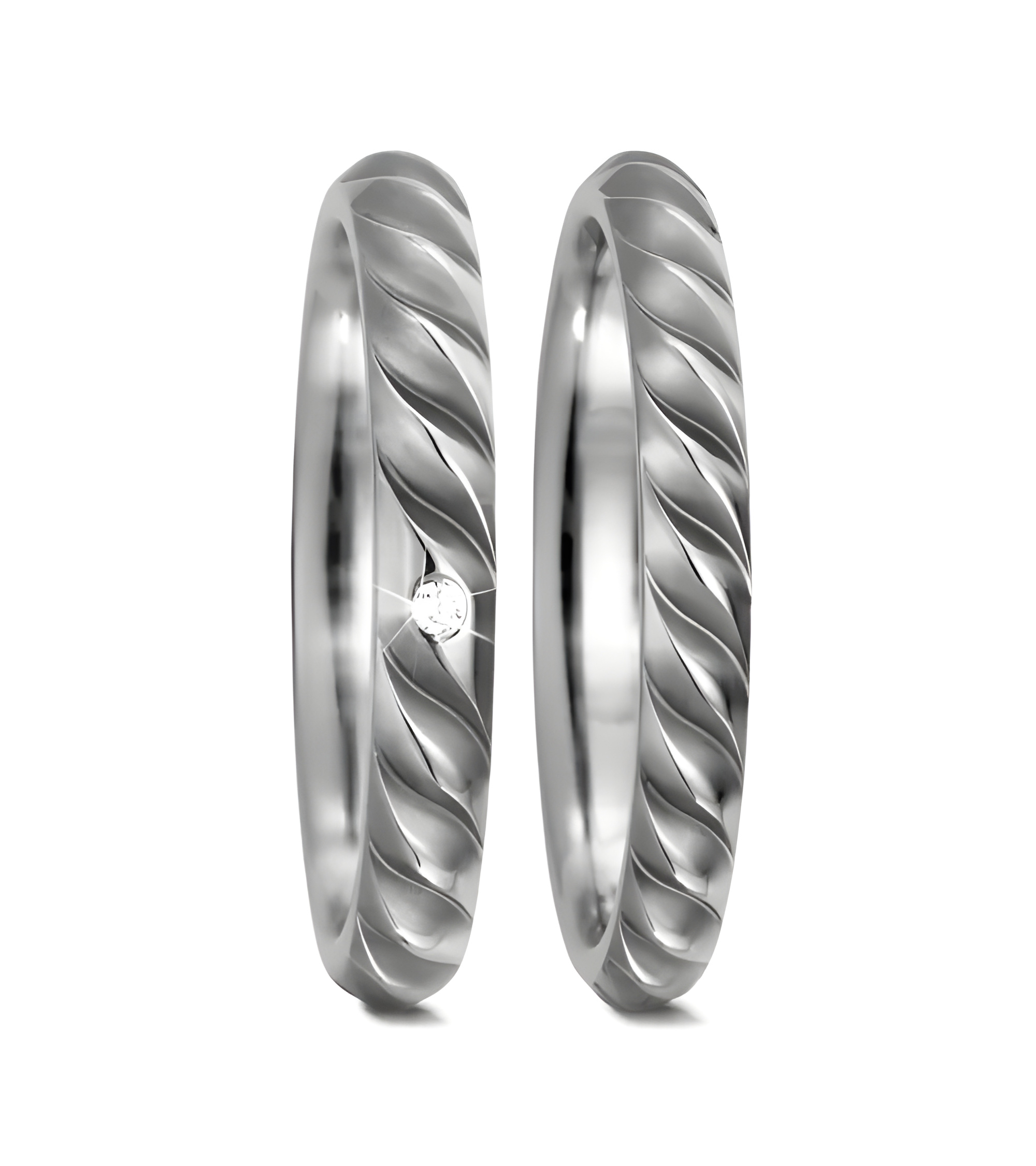 Anillos para toda la vida hechos de titanio con acabado espiral - Alianzas de boda - 

