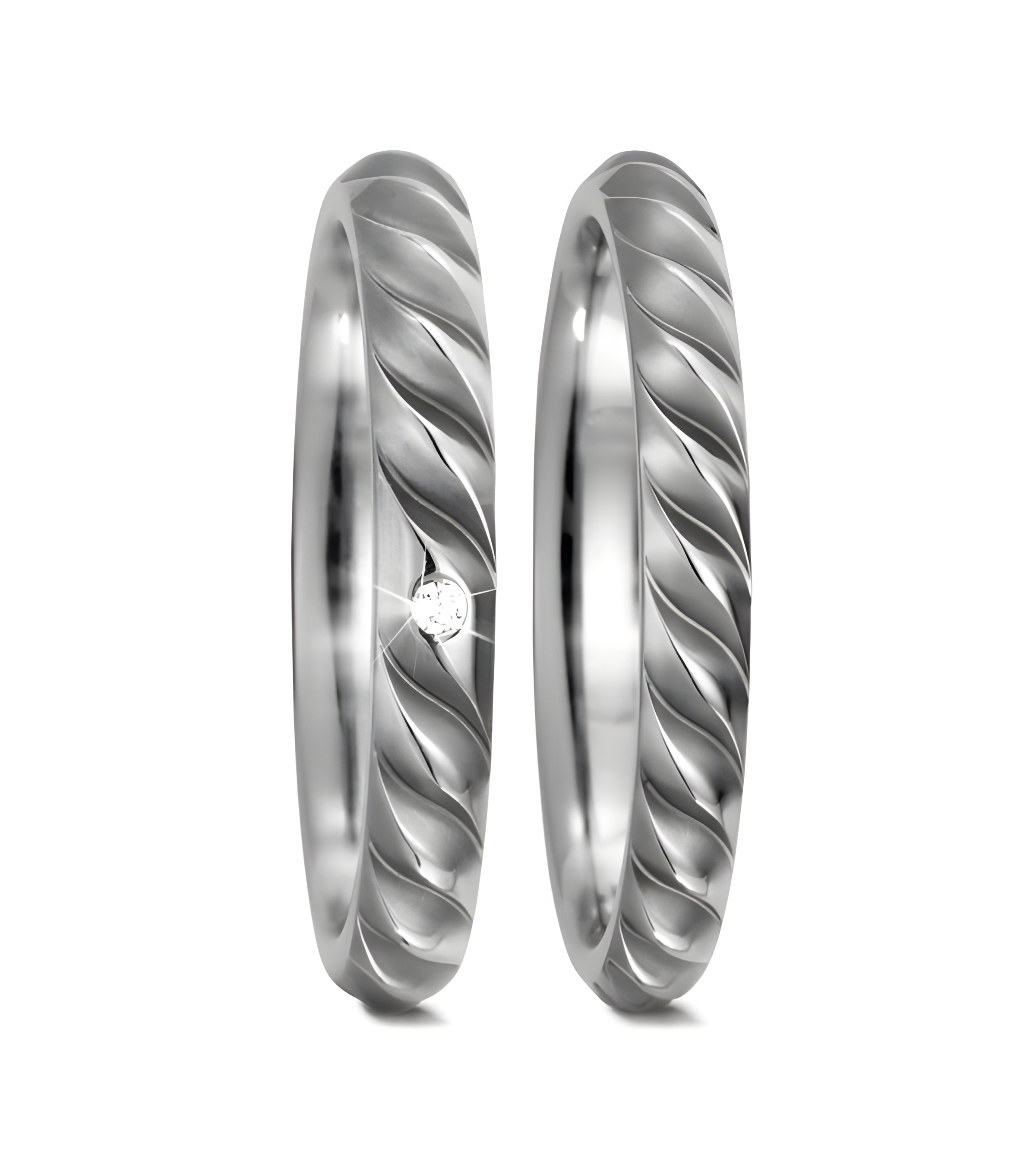 Anillos para toda la vida hechos de titanio con acabado espiral - Alianzas de boda - 

