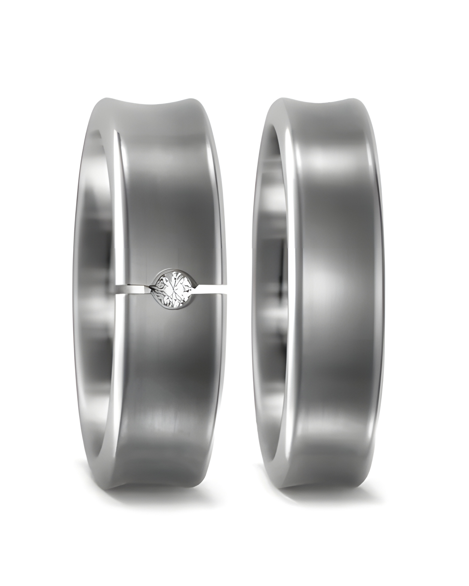 Anillos de matrimonio de titanio con un diamante en tensión - Alianzas de boda - 

