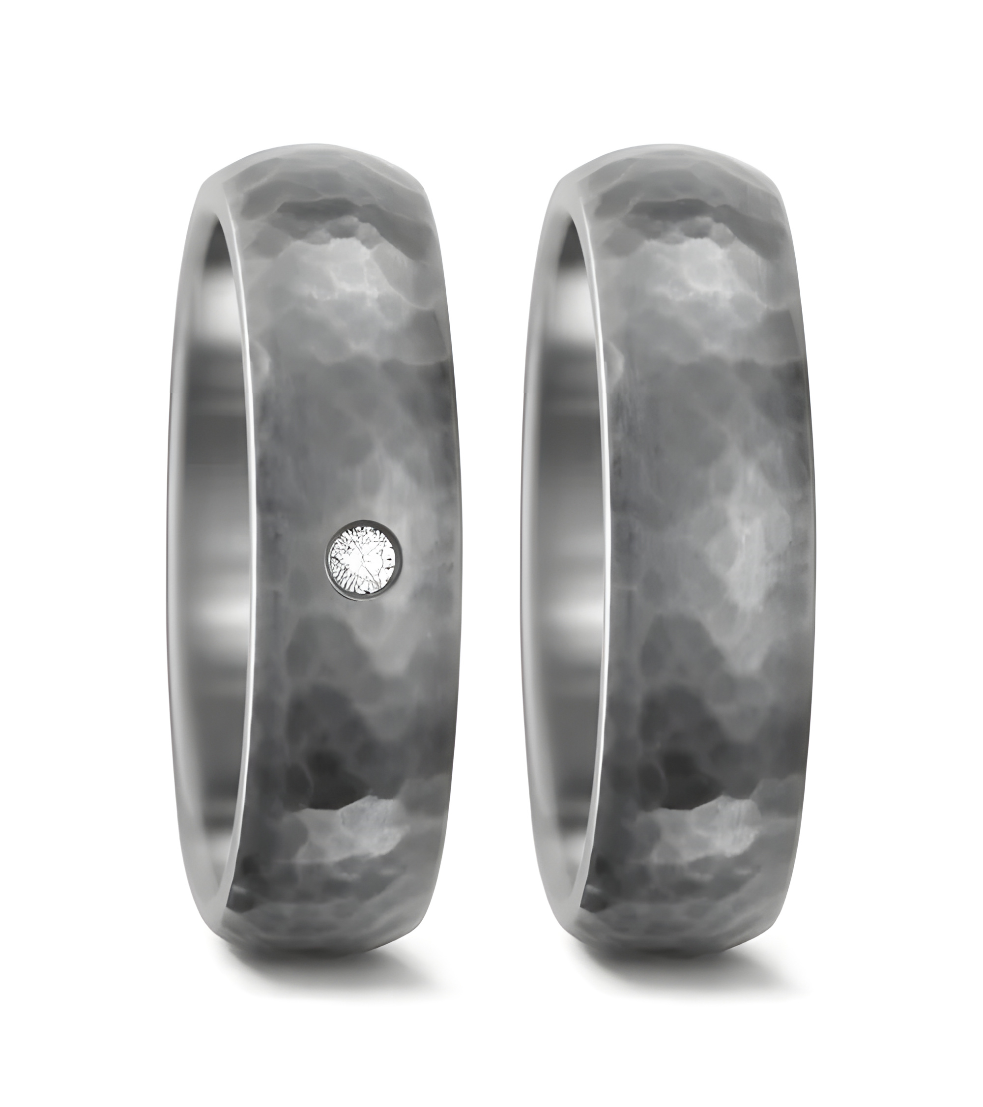 Anillos para la boda hechos de titanio con un diamante en el anillo de la mujer - Alianzas de boda - 

