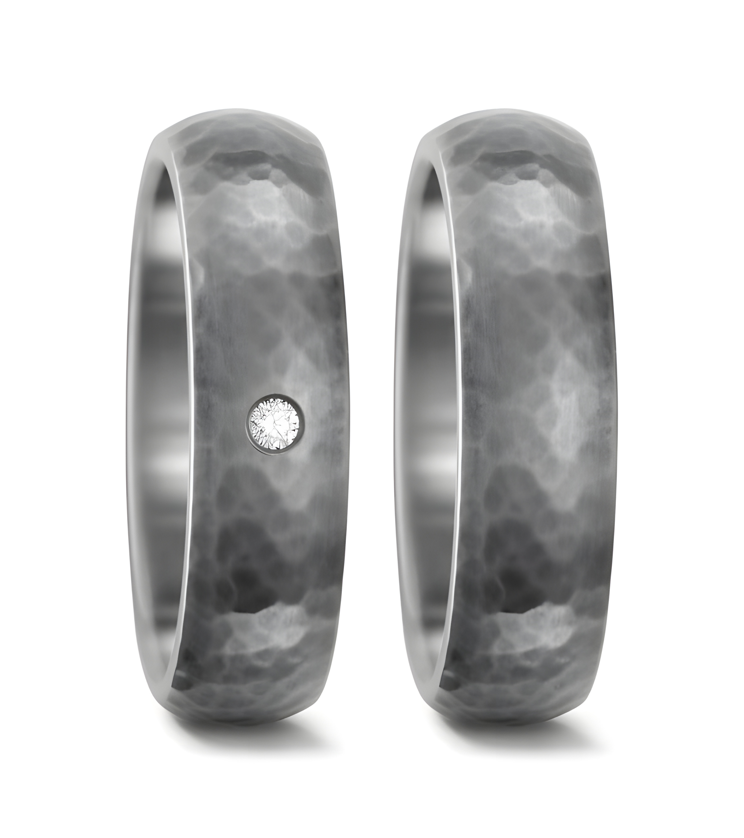 Anillos para la boda hechos de titanio con un diamante en el anillo de la mujer - Alianzas de boda - 

