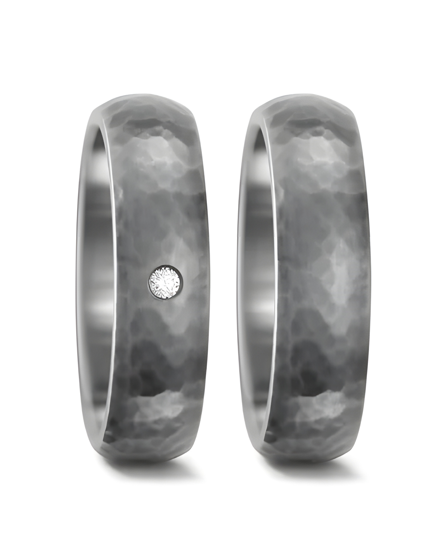 Anillos para la boda hechos de titanio con un diamante en el anillo de la mujer - Alianzas de boda - 

