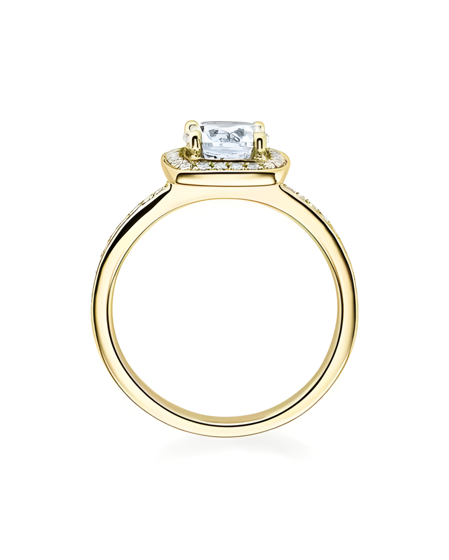 Carinea Major 0,42 | Oro amarillo - ANILLO DE COMPROMISO EN ORO - Solitario en oro de 18K con corona de diamantes