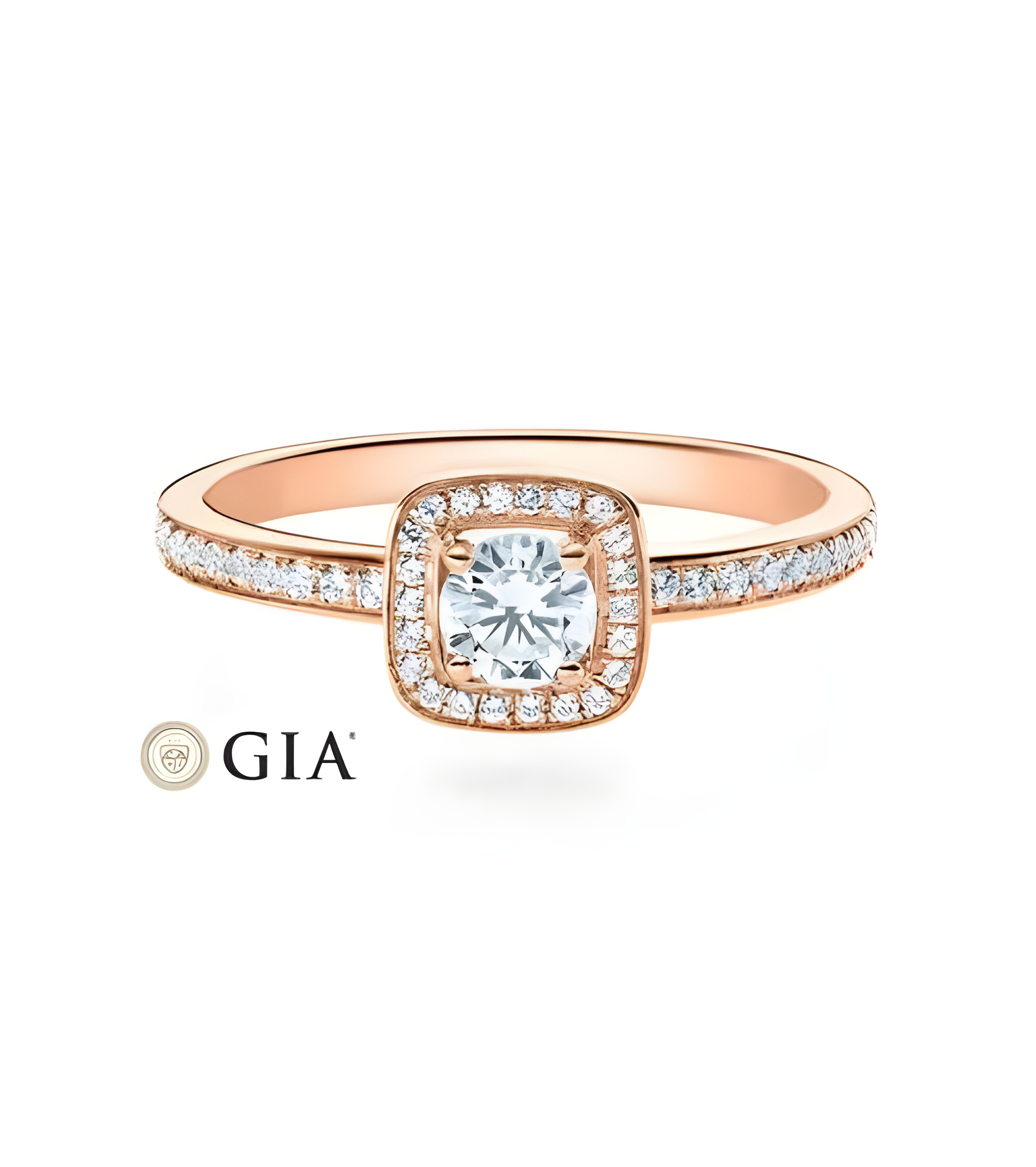 Carinea Major 0,42 | Oro rosa - ANILLOS DE COMPROMISO EN ORO ROSA - Solitario en oro rosa de 18K con corona de diamantes G,vsi