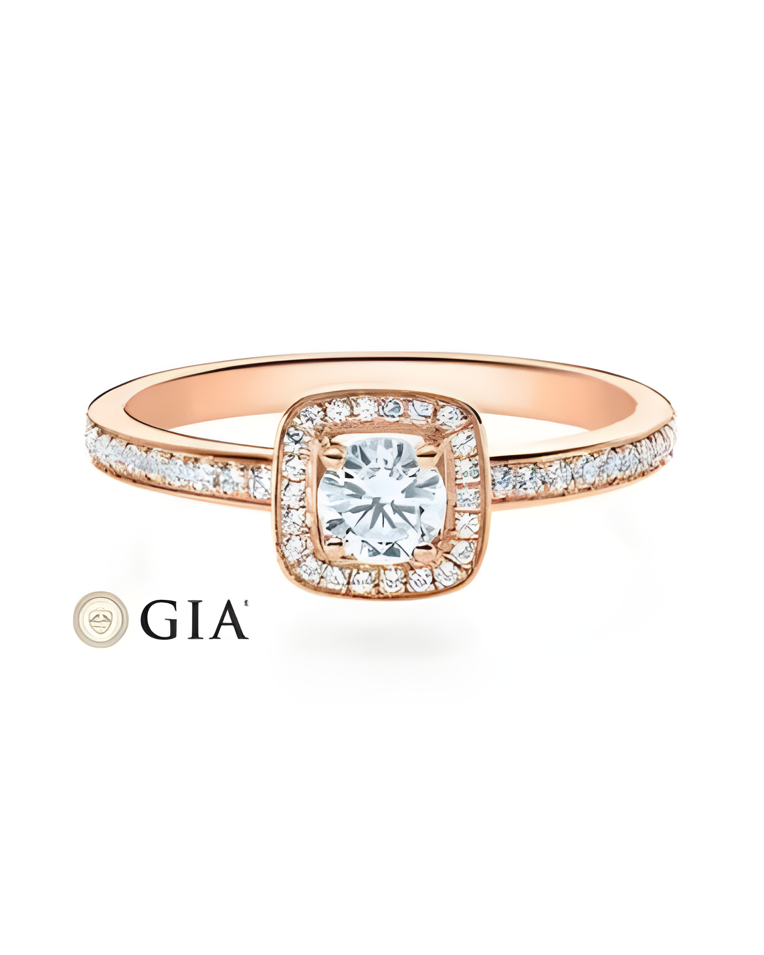 Carinea Major 0,42 | Oro rosa - ANILLOS DE COMPROMISO EN ORO ROSA - Solitario en oro rosa de 18K con corona de diamantes G,vsi