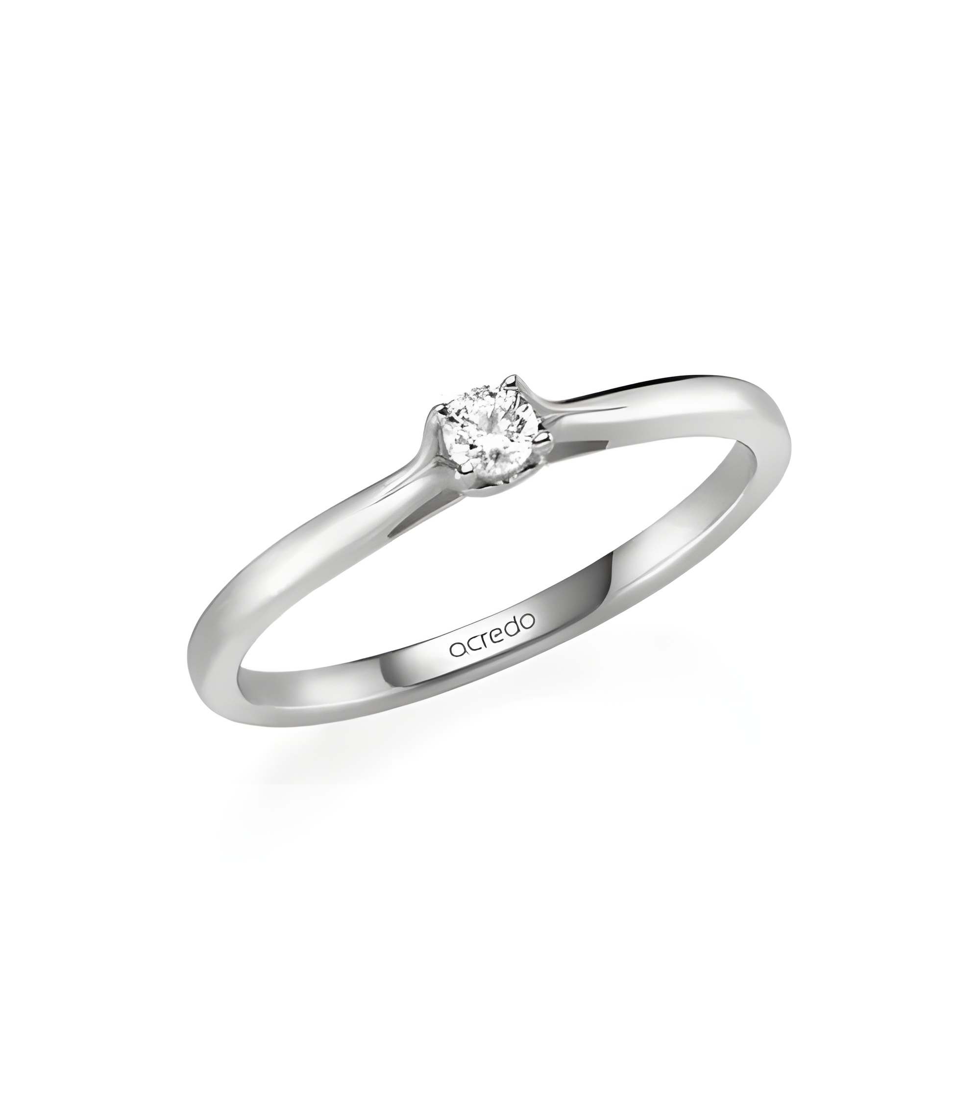 Alhena 0,10 | Oro blanco o Platino - Anillos de compromiso - Anillo de compromiso solitario con un corazón en oro blanco o plati