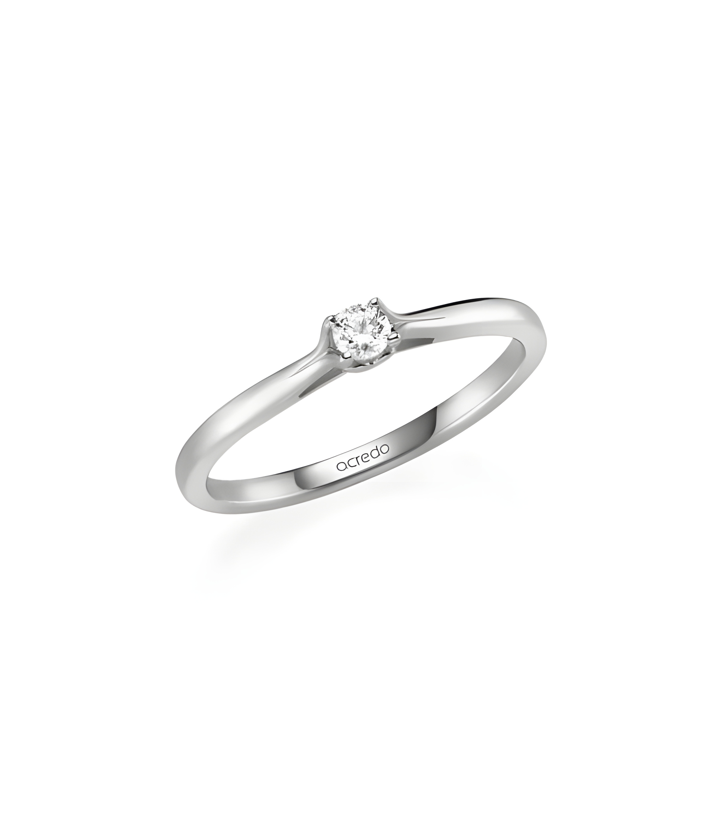 Alhena 0,10 | Oro blanco o Platino - Anillos de compromiso - Anillo de compromiso solitario con un corazón en oro blanco o plati