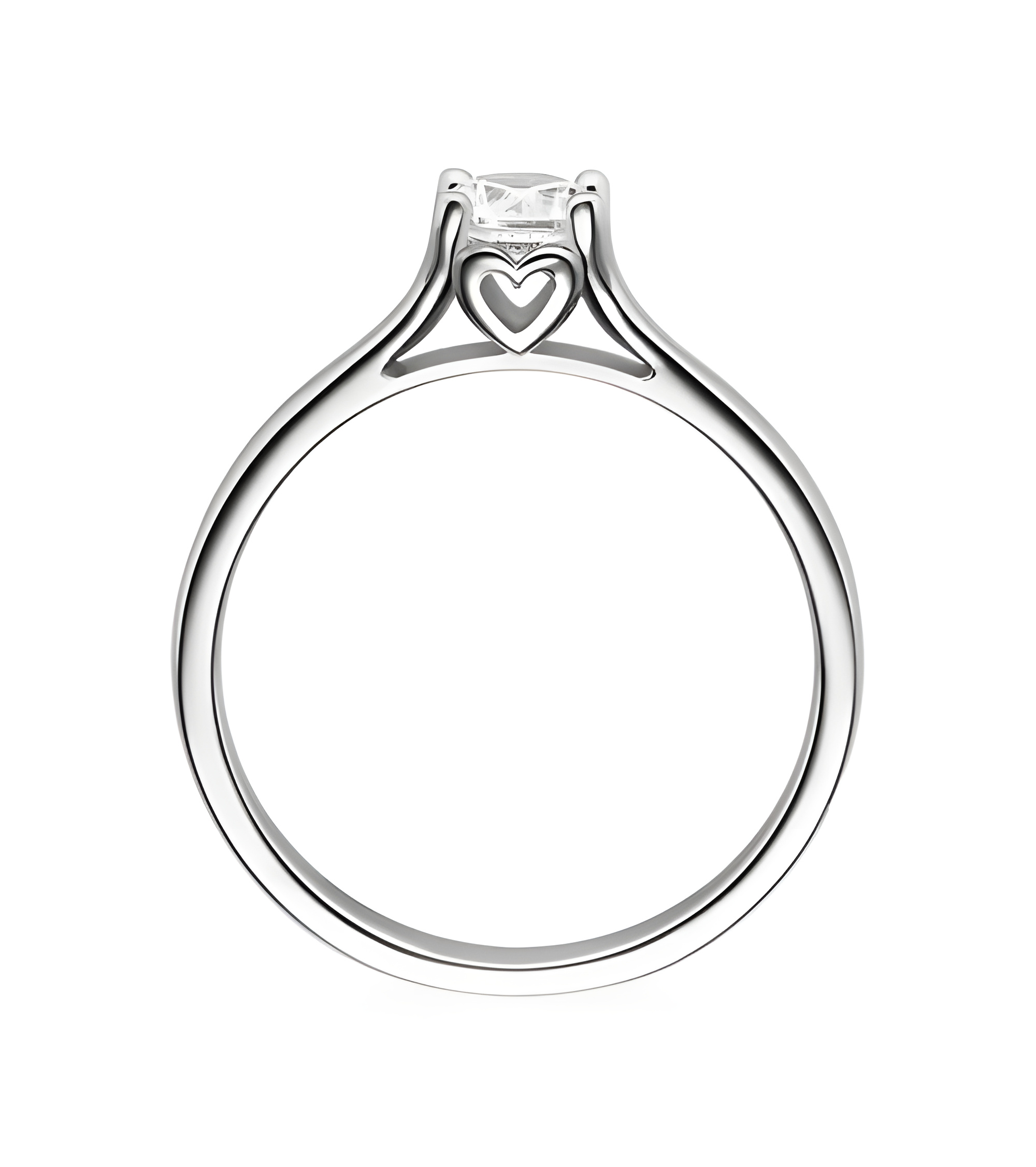 Alhena 0,10 | Oro blanco o Platino - Anillos de compromiso - Anillo de compromiso solitario con un corazón en oro blanco o plati