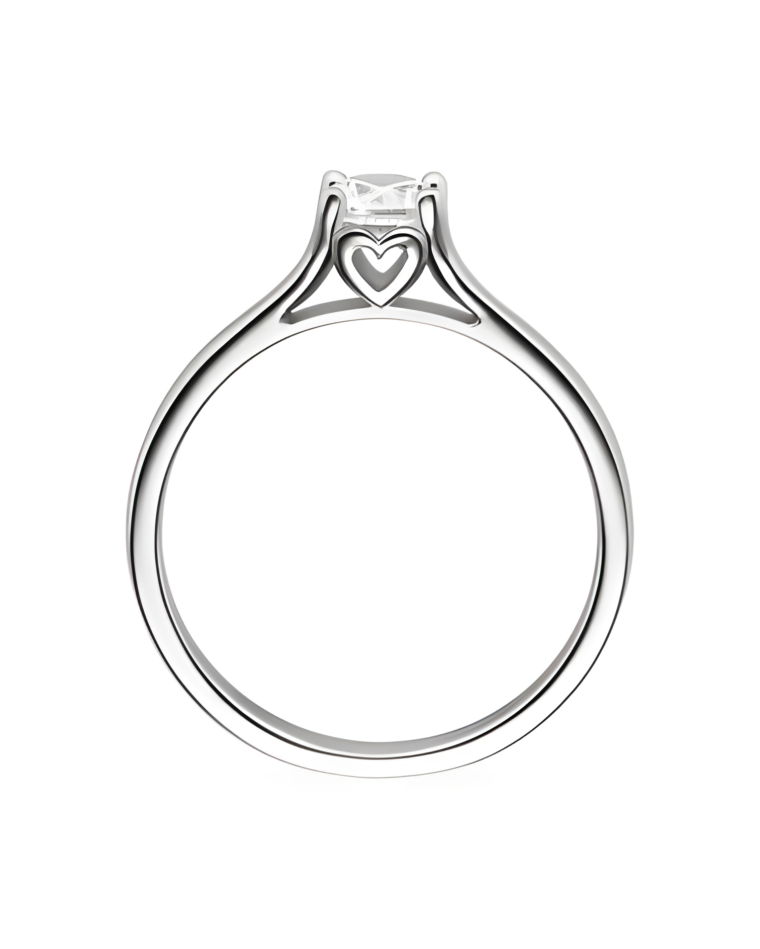 Alhena 0,30 | Oro blanco o Platino - Anillos de compromiso - Anillo de compromiso solitario con un corazón en platino u oro blan