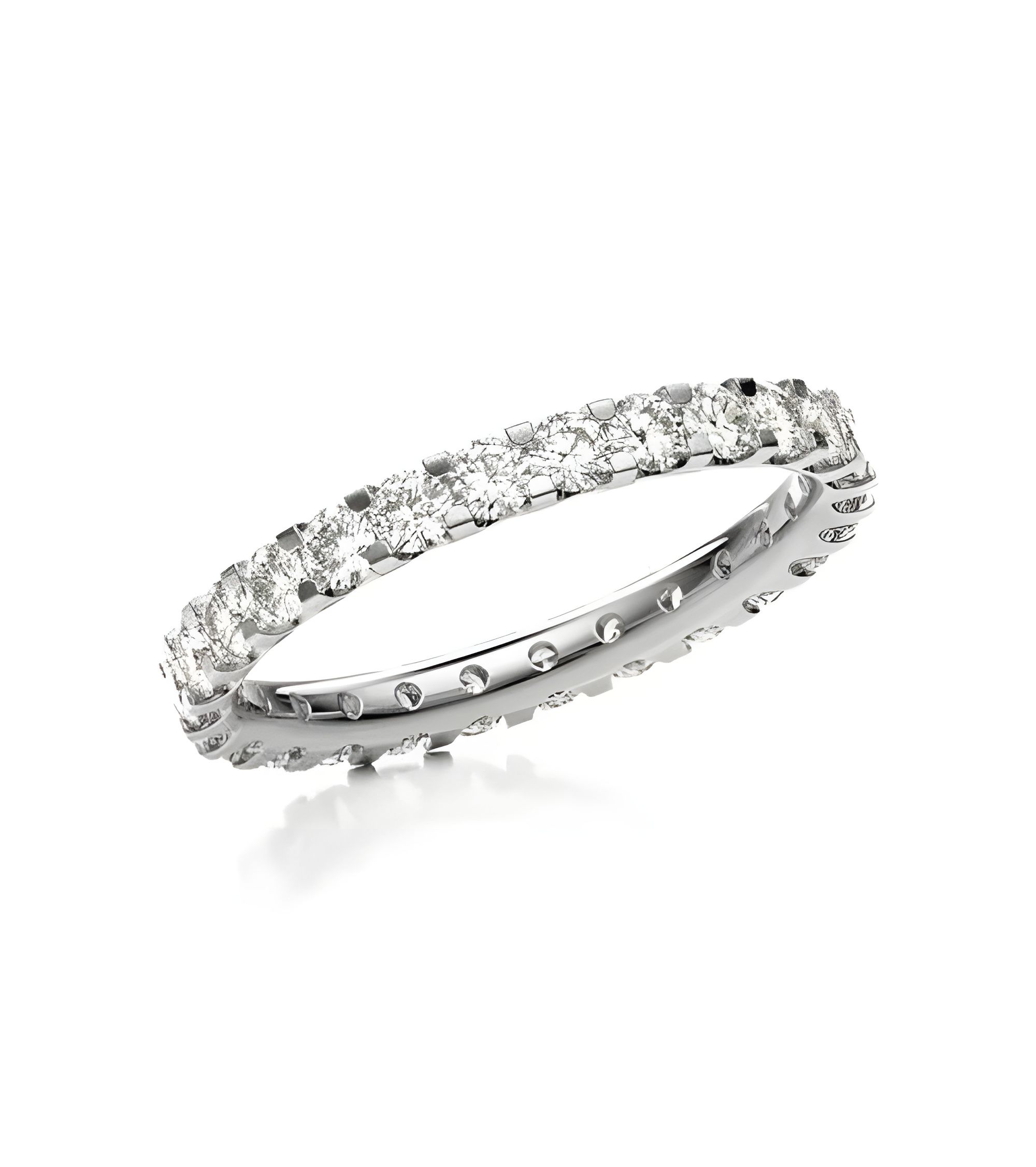 Naos 1,30 | Oro blanco o Platino - Anillos de compromiso - Anillo Memoire de diamantes con corona completa en oro blanco o plati