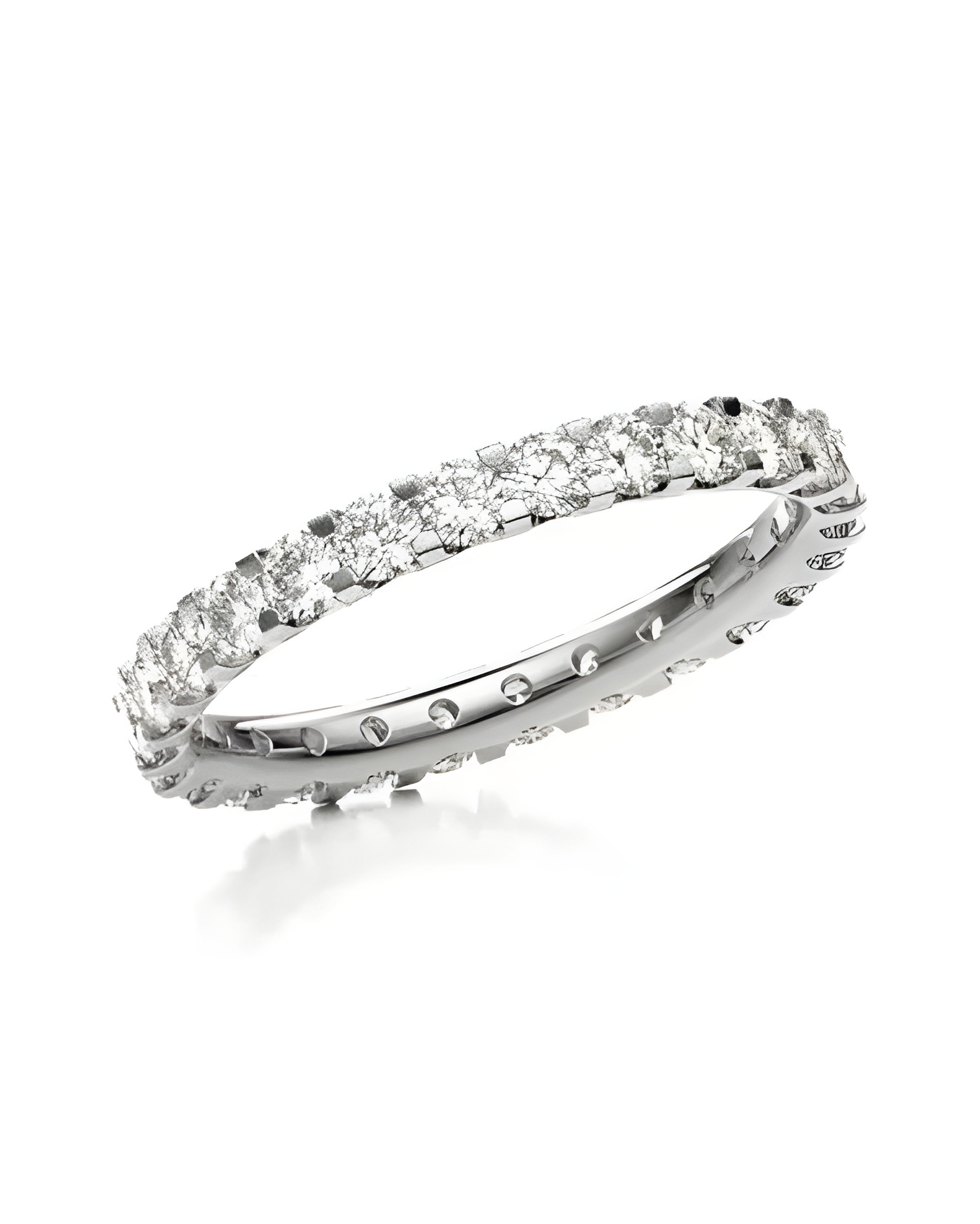 Naos 1,30 | Oro blanco o Platino - Anillos de compromiso - Anillo Memoire de diamantes con corona completa en oro blanco o plati