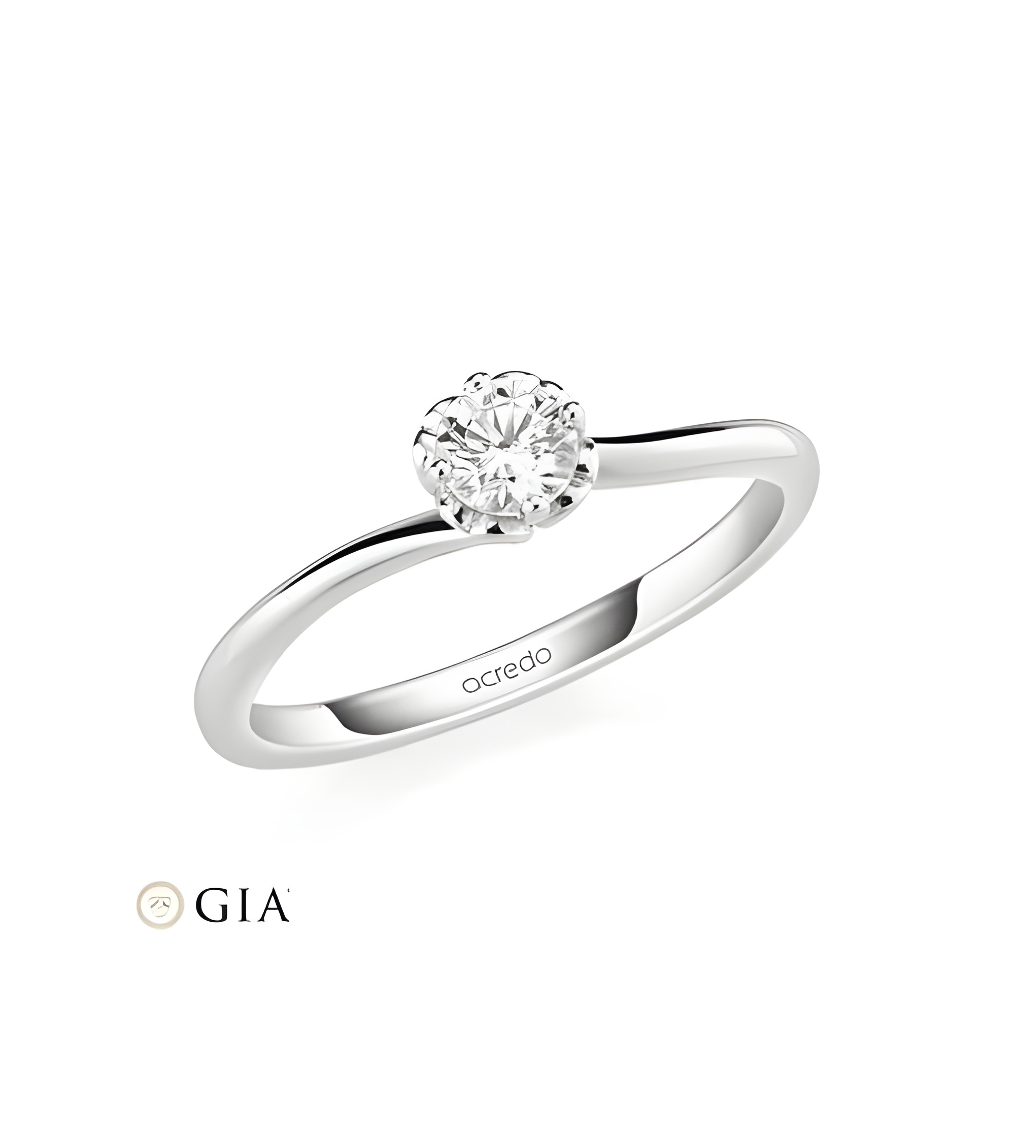 Algol 0,30 | Oro blanco o Platino - Anillos de compromiso - Nuevo anillo de compromiso con perfil de corazones y un diamante cor