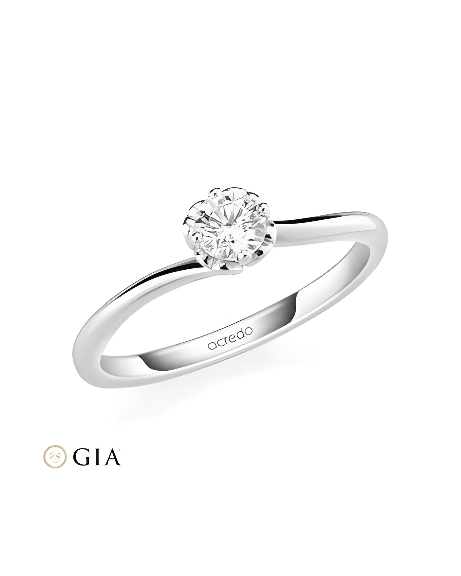 Algol 0,30 | Oro blanco o Platino - Anillos de compromiso - Nuevo anillo de compromiso con perfil de corazones y un diamante cor