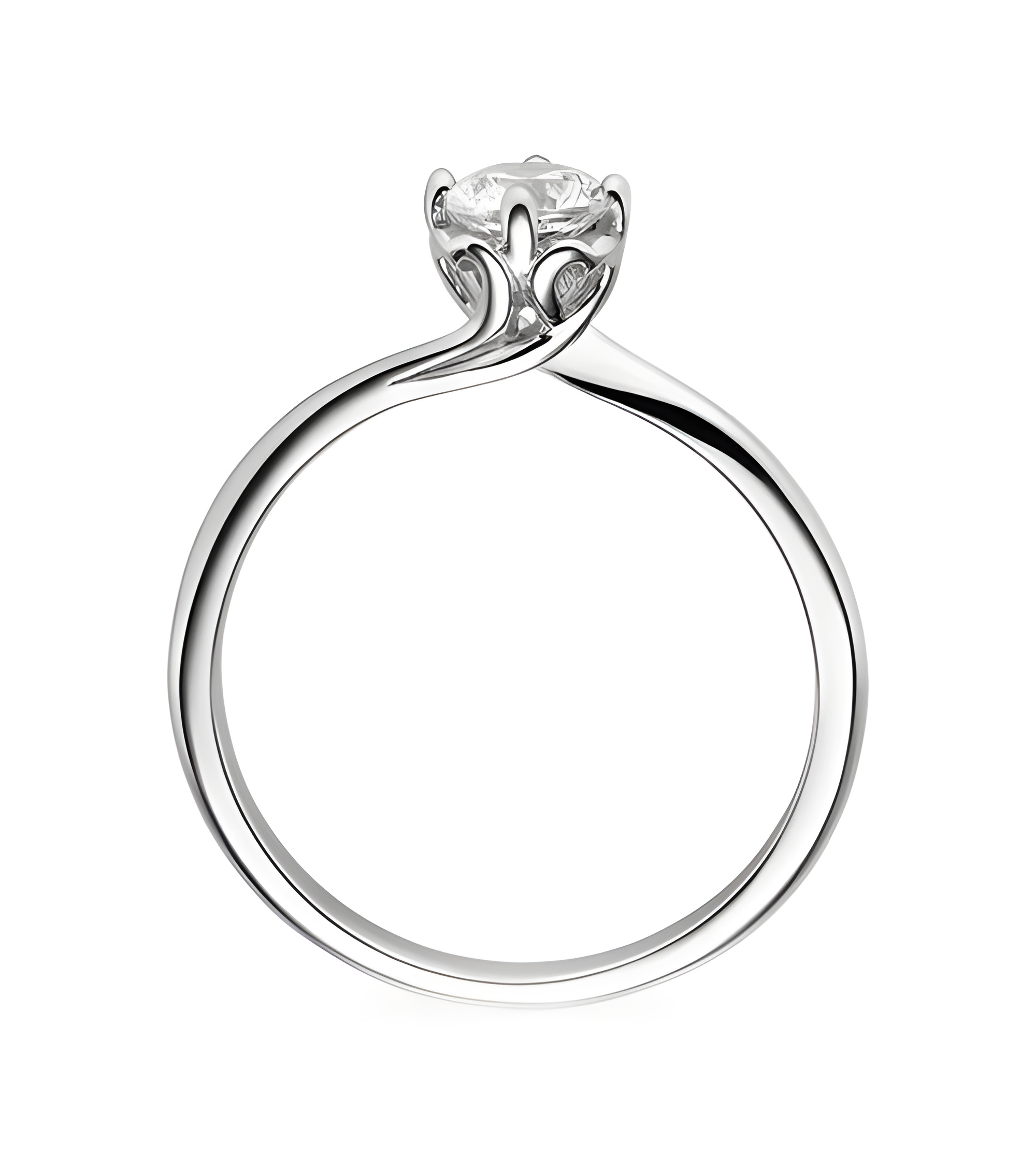 Algol 0,30 | Oro blanco o Platino - Anillos de compromiso - Nuevo anillo de compromiso con perfil de corazones y un diamante cor