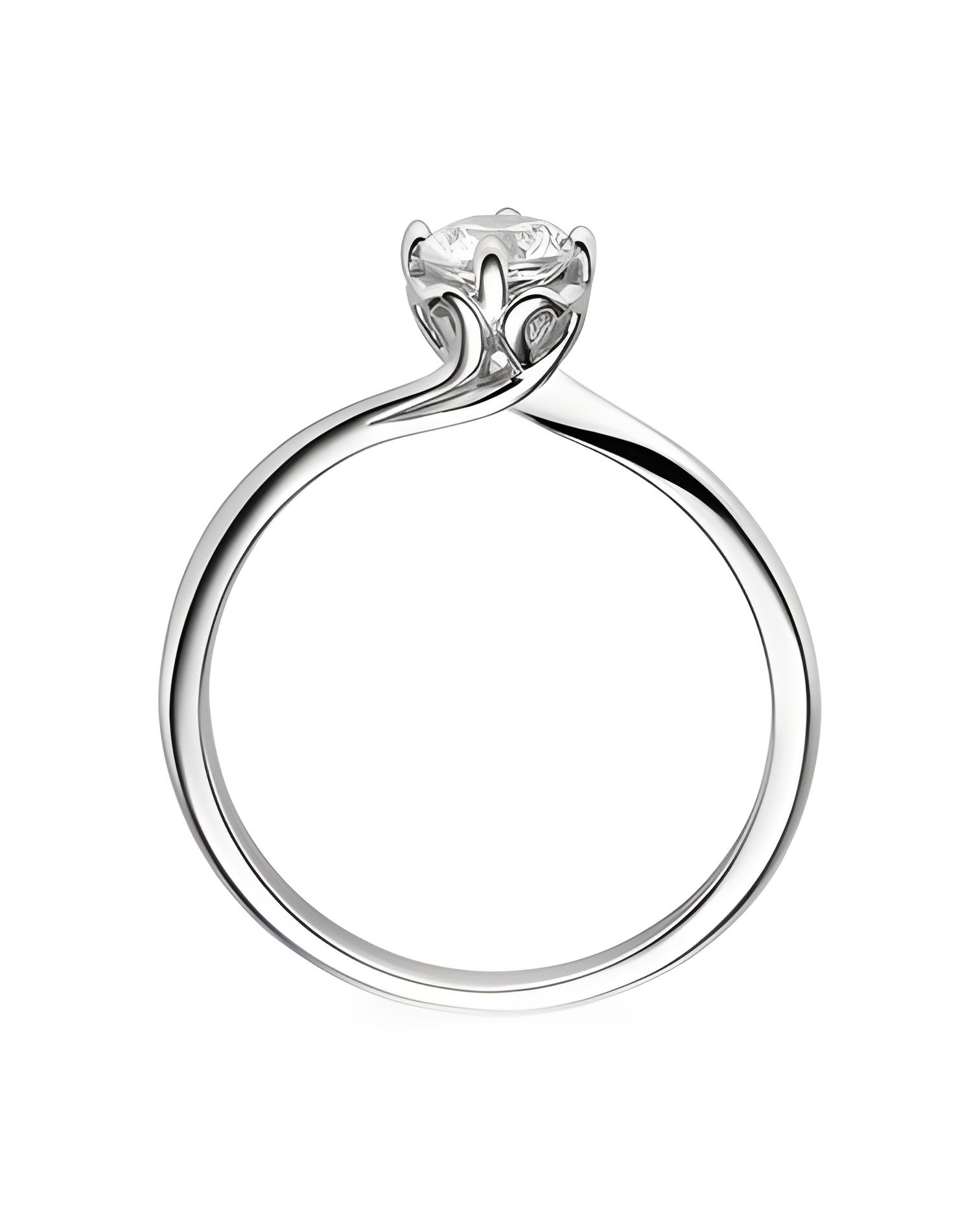 Algol 0,30 | Oro blanco o Platino - Anillos de compromiso - Nuevo anillo de compromiso con perfil de corazones y un diamante cor