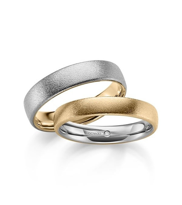 Originales alianzas de boda únicas y diferentes bicolor acabadas en mate - Alianzas de boda - 


