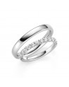 Anillos de matrimonio en oro blanco con media corona de diamantes naturales - Alianzas de boda - 

