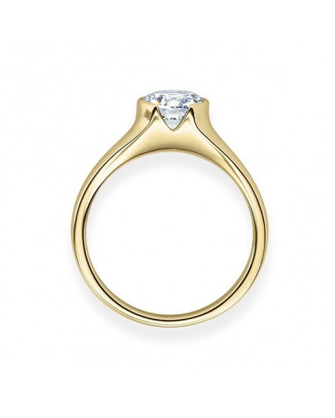 Gruis 0,10 | Oro amarillo - ANILLO DE COMPROMISO EN ORO - Anillo de pedida de oro amarillo con un diamante con perfil semi abier