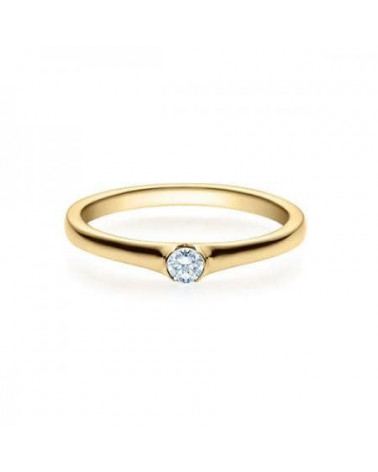 Gruis 0,10 | Oro amarillo - ANILLO DE COMPROMISO EN ORO - Anillo de pedida de oro amarillo con un diamante con perfil semi abier