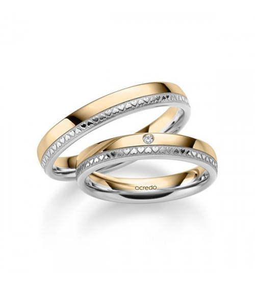 Nuevas alianzas de boda 2022 bicolor de Oro rosa y Platino con corazones - Alianzas de boda - 


