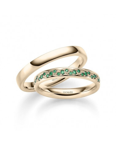 Anillos exclusivos del nuevo color único en el mundo Signature con 51 diamantes verdes - Alianzas de boda - 