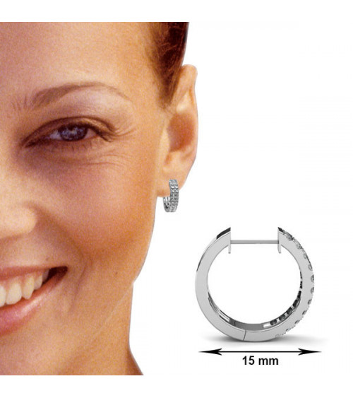 Aros de oro rosa de 18 quilates con dos filas de diamantes - Joyeria - 