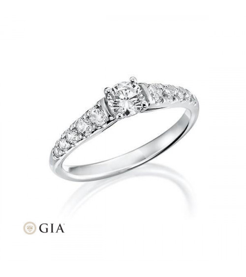 Meissa 0,75 | Oro blanco o Platino - Anillos de compromiso - Elegante anillo de pedida combinado en oro blanco o platino con cer