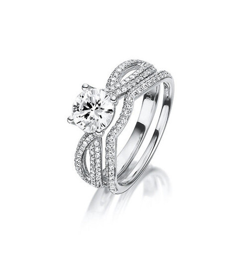 Cassiopeia 0,19 | Oro blanco o Platino - Anillos de compromiso - Anillo con diamantes tipo catalana para combinar