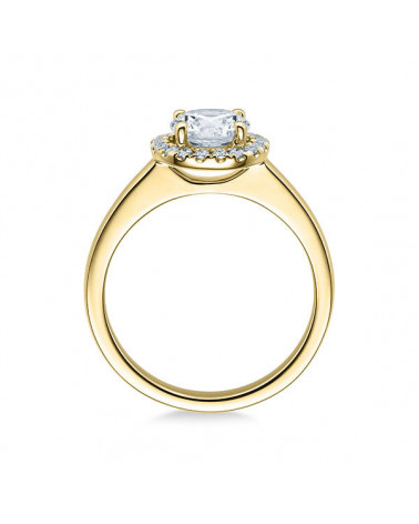 Tauri 0,38 | Oro amarillo - ANILLO DE COMPROMISO EN ORO - Oro de compromiso de oro con un diamante central acompañado de otros d