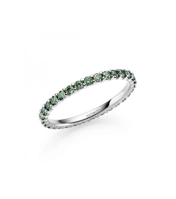 Perseo 0,62 | Diamantes verdes - Anillos de compromiso - Anillo de oro blanco con corona completa de diamantes verdes