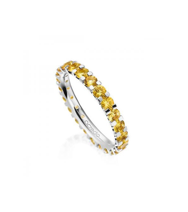 Arturo 2,07 | Zafiros amarillos - Anillos de compromiso - Anillo memoire con corona entera de zafiros amarillos en oro blanco o 