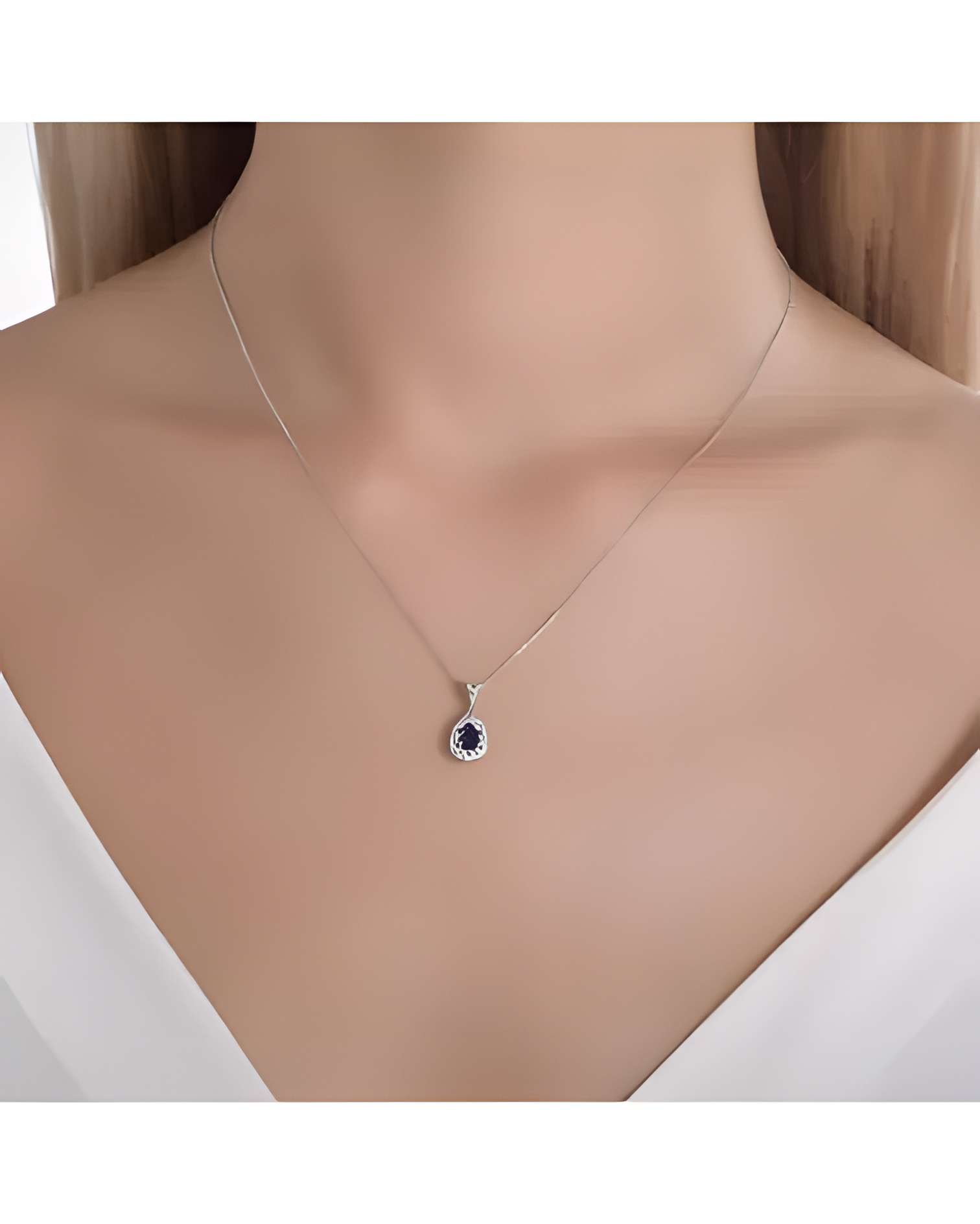 Collar Leda 0,39 | Diamantes y zafiros - Joyeria - Collar de oro blanco con diamantes y zafiros 