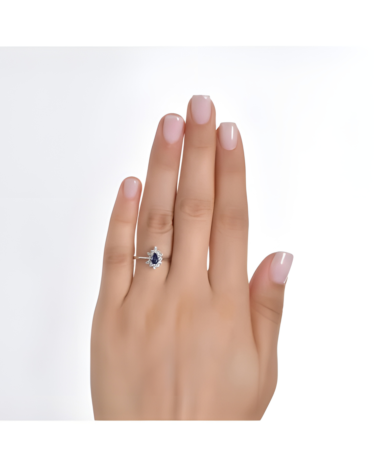 Anillo Ariel 0,43 | Diamantes y zafiros - Joyeria - Anillo de oro blanco con diamantes y un zafiro 